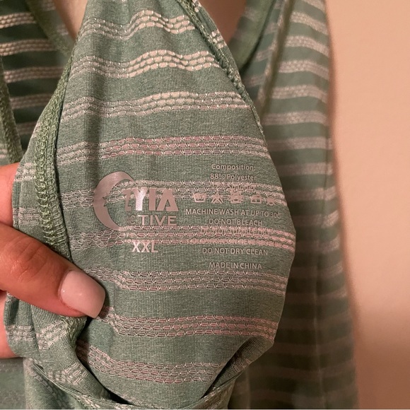 NWT ZYIA Nimbus Split Back Forest Athletic Stripe Breathable Tank Top - Picture 5 of 6